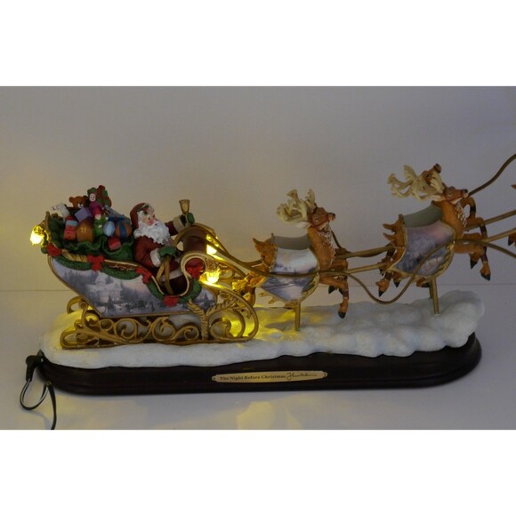Bradford 2004 Thomas Kinkade Night Before Christmas Illuminated Santa Sleigh - Picture 3 of 16
